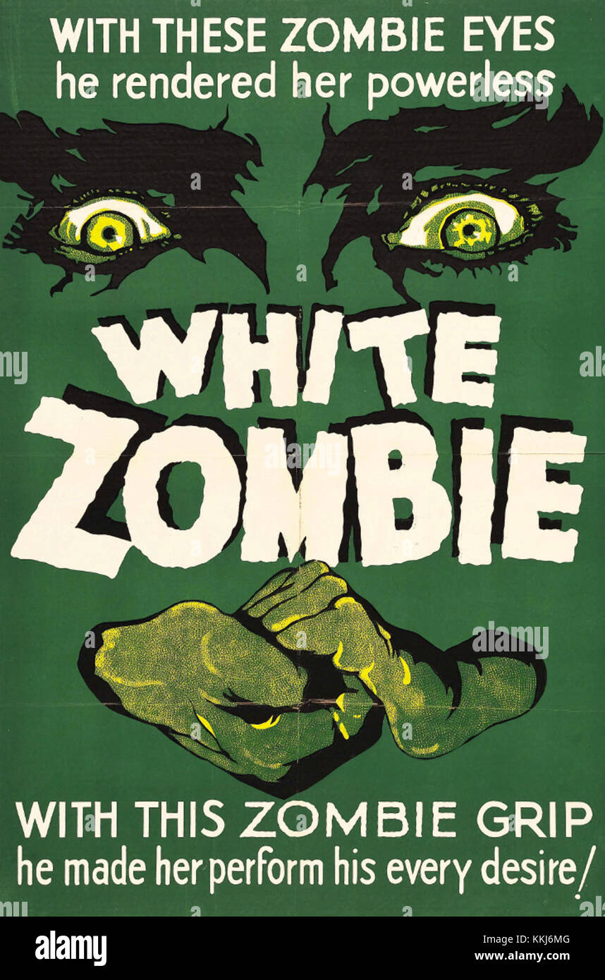 Ein Werbeplakat für den 1932 erschienenen Film „White Zombie“, einen klassischen Horrorfilm von Victor Halperin mit Bela Lugosi. Stockfoto