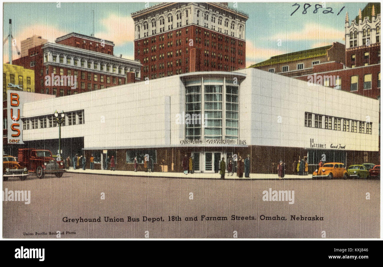 Greyhound Union Bus Depot, 18th Street und Farnam Street, Omaha, Nebraska (78821) Stockfoto