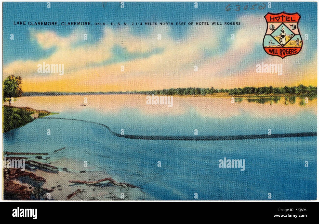 Das Bild zeigt den Lake Claremore in Claremore, Oklahoma, 1/4 km nördlich vom Hotel will Rogers, und bietet einen malerischen Blick auf die Landschaft der USA. Stockfoto