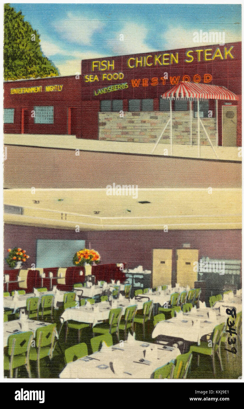 Eine Beschreibung von Westwood, einer malerischen Gegend an der Michigan Avenue, eine Meile (1,6 km) westlich der Telegraph Road, bekannt für ihre ästhetische Anziehungskraft und historischen Wert. Stockfoto