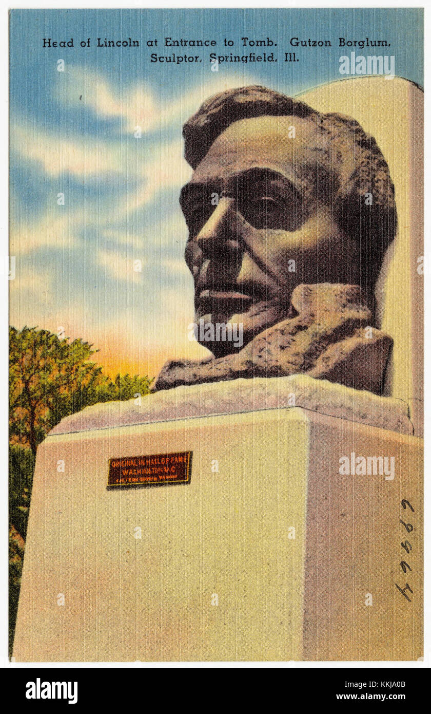 Leiter von Lincoln am Eingang zum Grab, Gutzon Borglum, Bildhauer, Springfield, Ill (69664) Stockfoto