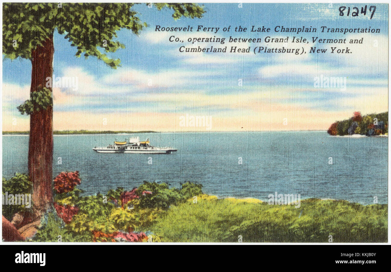 Roosevelt Ferry of the Lake Champlain Transportation Co., die zwischen Grand Isle, Vermont und Cumberland Head (Plattsburg), New York (81247) Stockfoto