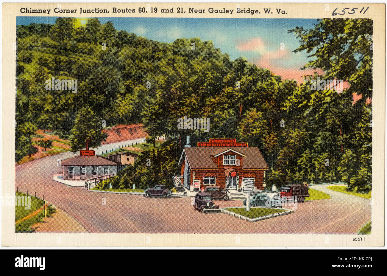 Chimney Corner Junction, Route 60, 19 und 21, in der Nähe der Gauley Bridge, W. VA (65511) Stockfoto