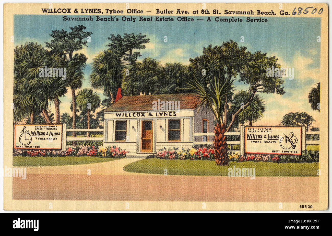 Willcox & Lynes, Tybee Büro- Butler Ave. An der 6th Ave St., Savannah Beach, Georgia, Savannah Beach's einzige Immobilienbüro- ein kompletter Service. (8343877956) Stockfoto