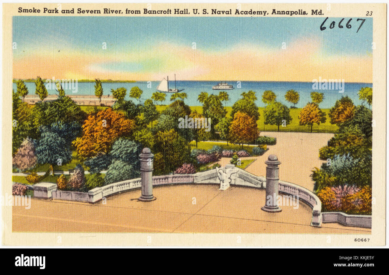 Smoke Park und Severn River, von Bancroft Hall, U. S. Naval Academy, Annapolis, MD (60667) Stockfoto