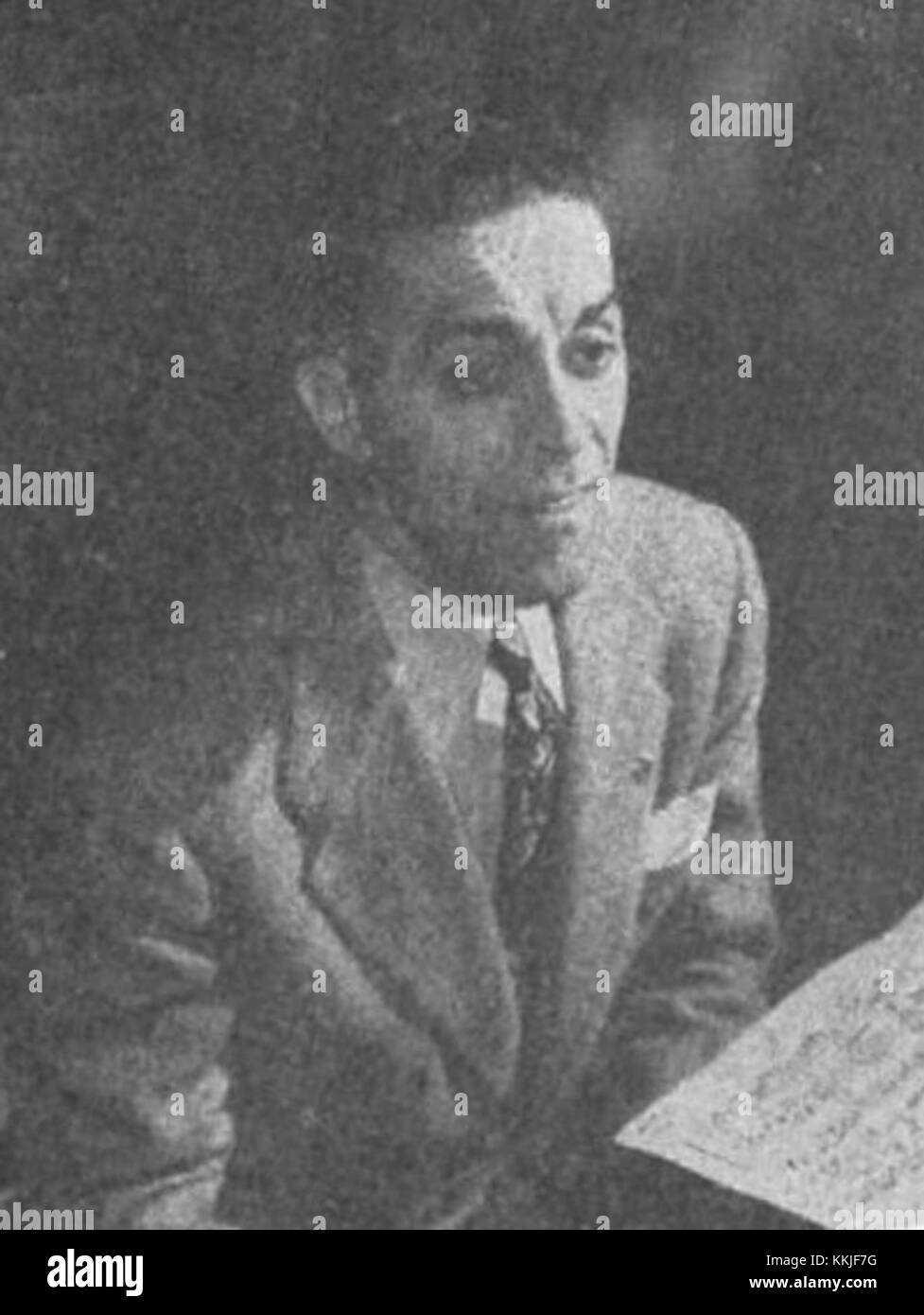 Eine Vintage-Werbetafel, die Frankie Carle, einen prominenten amerikanischen Pianisten und Bandleader, der in den 1940er und 1950er Jahren für seine Big-Band-Musik bekannt war, vermarktet Die Werbetafel spiegelt die Popularität von Swing und Jazz während dieser Zeit wider. Stockfoto