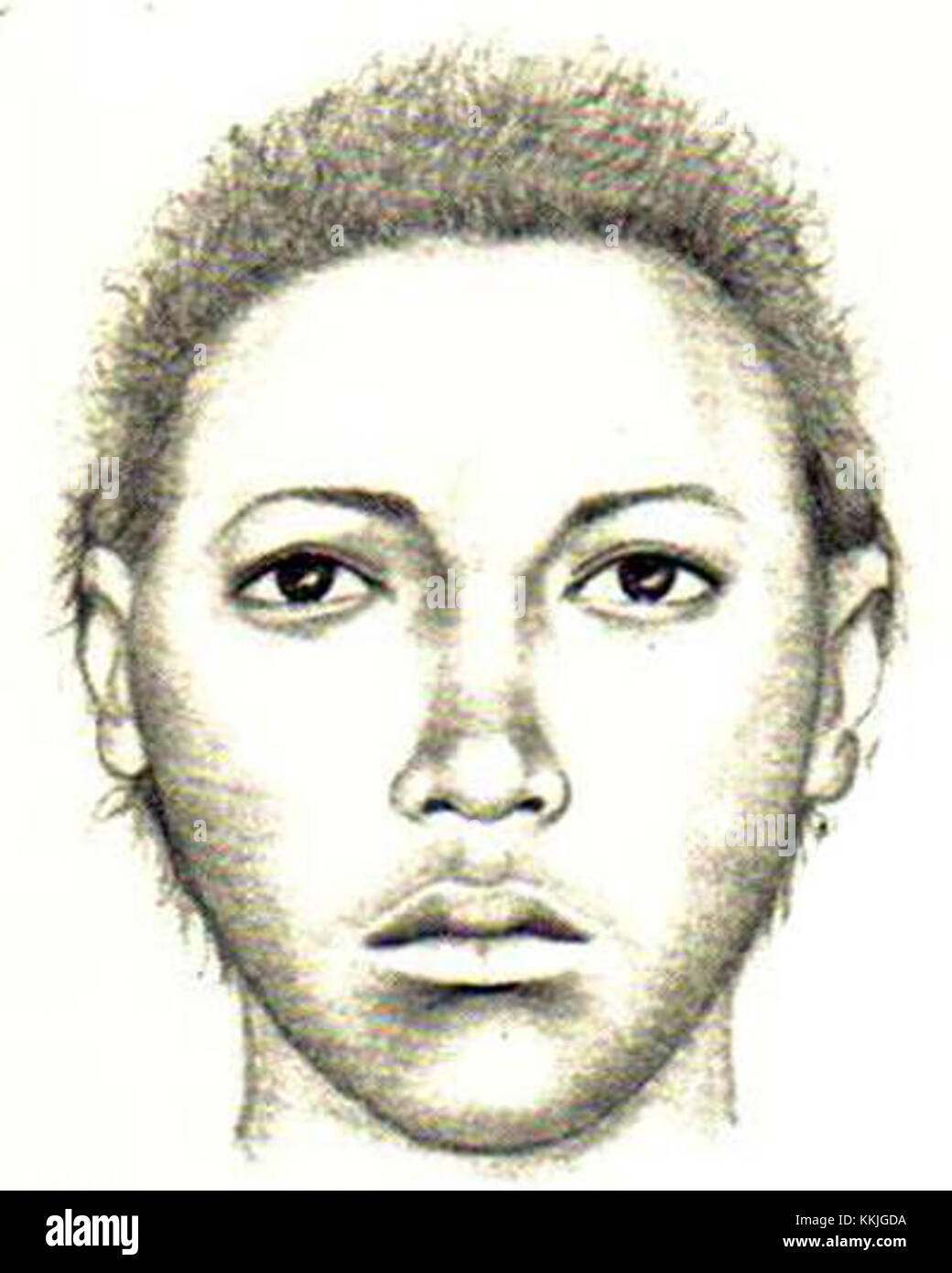 Der Middlesex County Jane Doe Sketch ist eine forensische Rekonstruktion einer nicht identifizierten Frau, die im Middlesex County gefunden wurde. Stockfoto