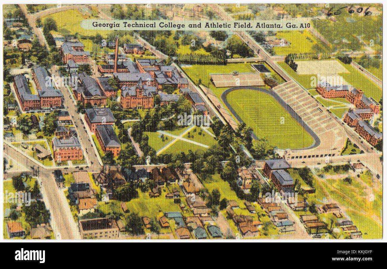 Das Georgia Technical College und das Atlantic Field in Atlanta, Georgia, sind bedeutende Wahrzeichen in der Region, die für ihre pädagogische und sportliche Bedeutung in der Region bekannt sind. Stockfoto
