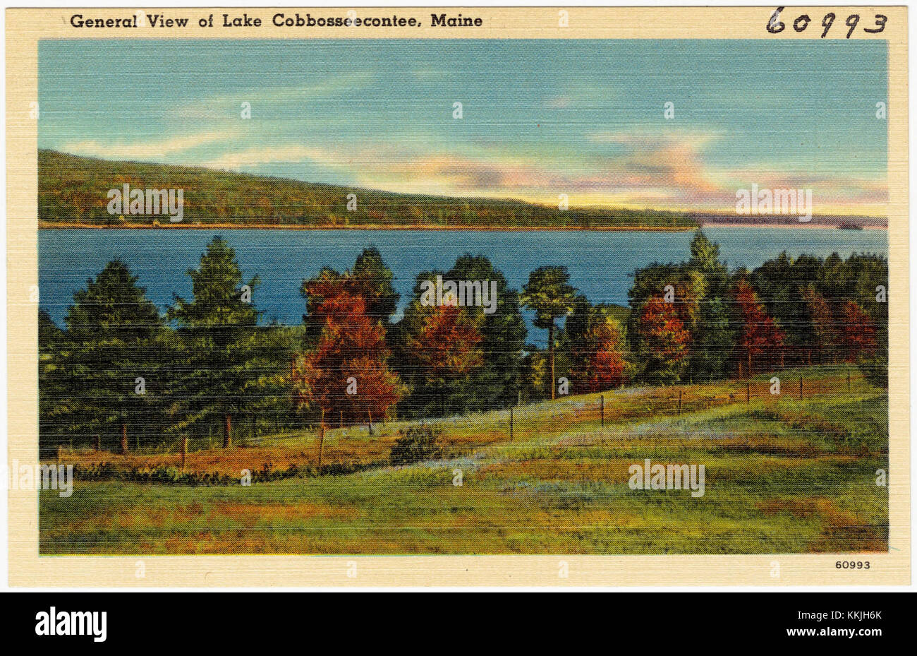 Gesamtansicht von Lake Cobbosseeecontee, Maine (60993) Stockfoto