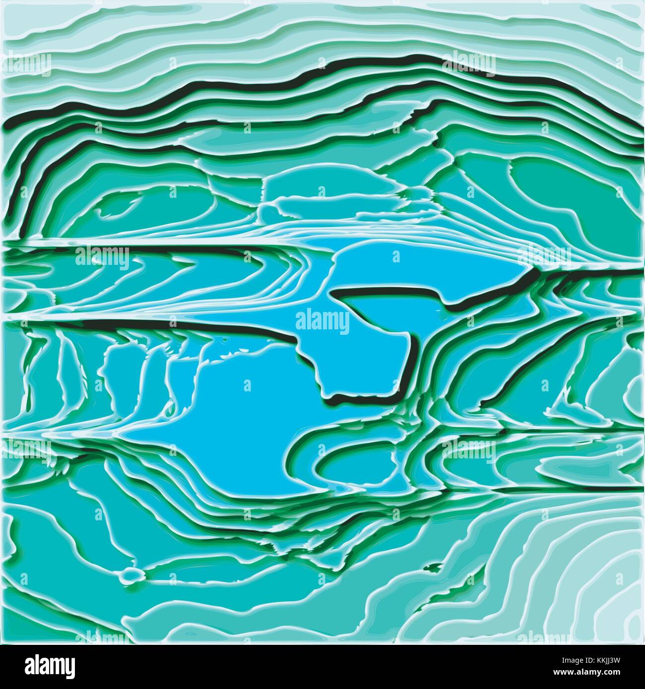 Smaragd Grün und Blau 3d-Papier Schnittmuster mit geschwungenen Linien und Schatten, Vektor, Abbildung Stock Vektor