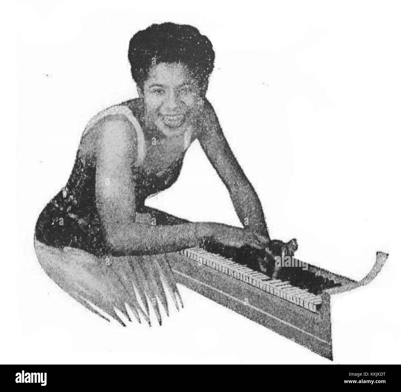 Dorothy Donegan, eine bekannte Jazzpianistin, wurde auf einem Cover des Billboard Magazins vorgestellt. Bekannt für ihre außergewöhnlichen Fähigkeiten und ihre energiegeladenen Auftritte, war sie während ihrer Karriere eine prominente Persönlichkeit in der Jazz-Musik. Stockfoto