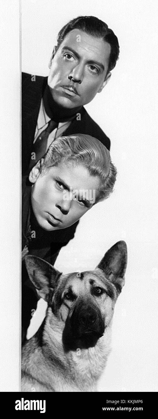 Ein Werbebild oder ein Verweis auf einen Film mit den Schauspielern Tough Guy Cooper und Calleia, wahrscheinlich verbunden mit einem klassischen Action- oder Drama-Film. Es wäre ein weiterer Kontext erforderlich, um die spezifische Produktion zu ermitteln. Stockfoto