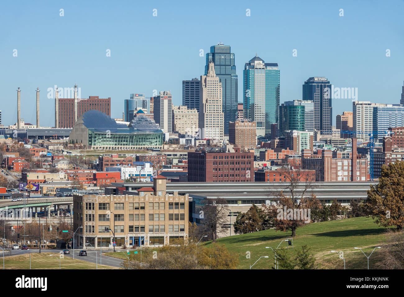 Kansas City Skyline tagsüber. Stockfoto