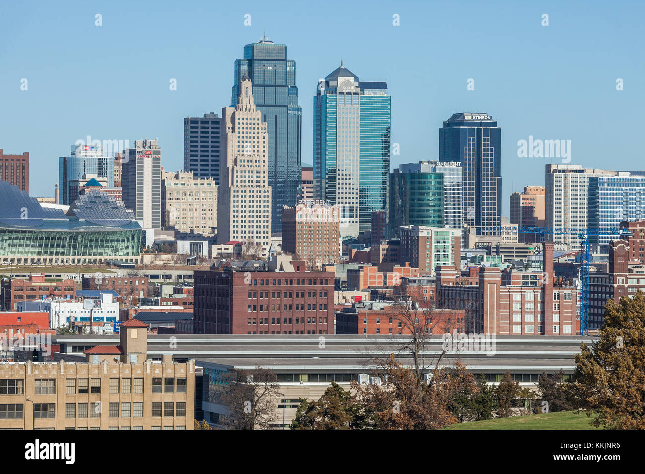 Kansas City Skyline tagsüber. Stockfoto