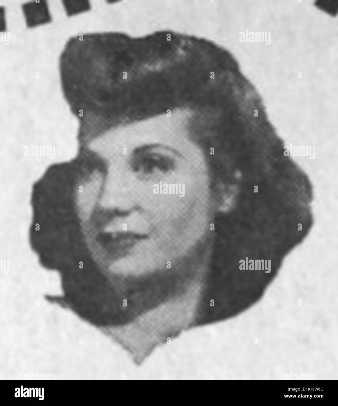 Dinah Shore Billboard 4, eine Vintage-Werbung aus der Mitte des 20. Jahrhunderts, feiert die berühmte amerikanische Sängerin und Fernsehpersönlichkeit Dinah Shore. Die Plakatwand war Teil der Medienkampagne für ihre populären Fernsehsendungen und Musikkarriere. Stockfoto