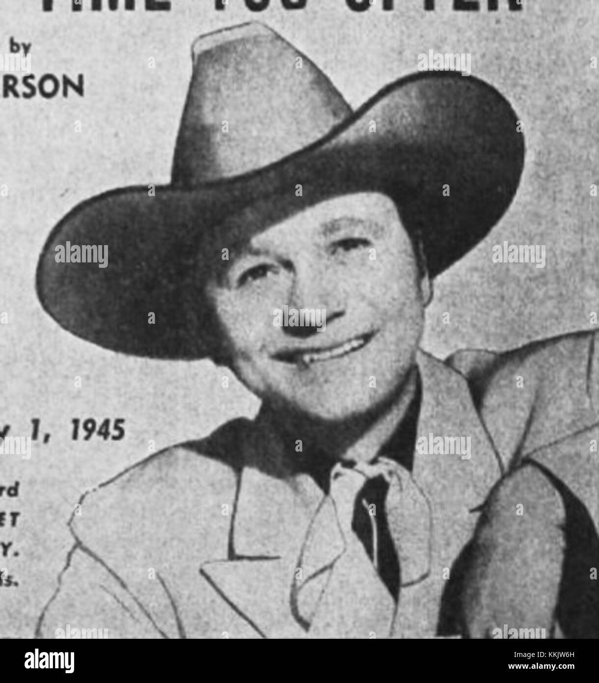 Tex Ritter war ein populärer amerikanischer Sänger und Schauspieler, der für seine Arbeit in westlichen Filmen und Musik bekannt war. Er war eine wichtige Figur in der Entwicklung der Country-Musik und ein prominenter Star in Hollywood in den 1940er und 1950er Jahren Stockfoto