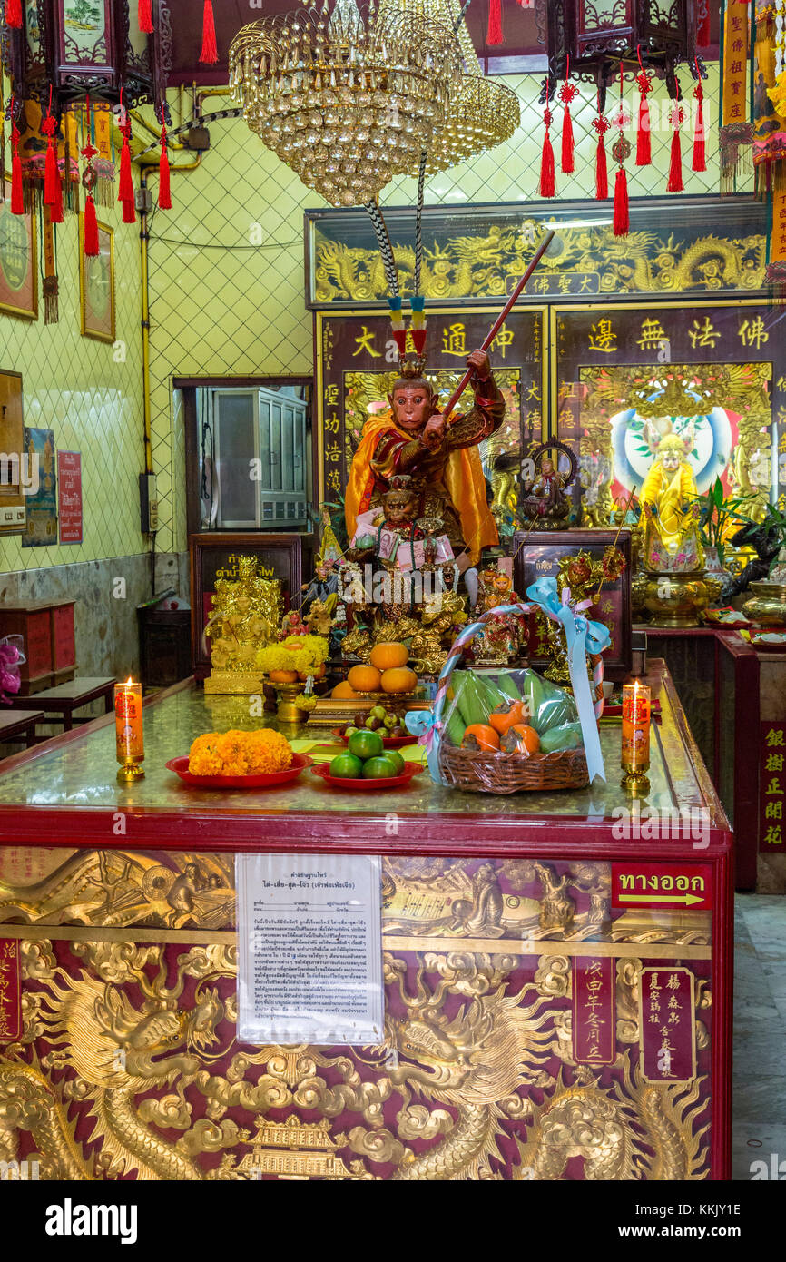 Bangkok, Thailand. Monkey King Schrein, Chinatown. Stockfoto