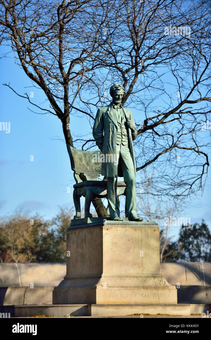 Die ursprüngliche Statue Abraham Lincoln: Der Mann, der auch als ständigen Lincoln in, passend, Chicago's Lincoln Park bekannt. Chicago, Illinois, USA. Stockfoto