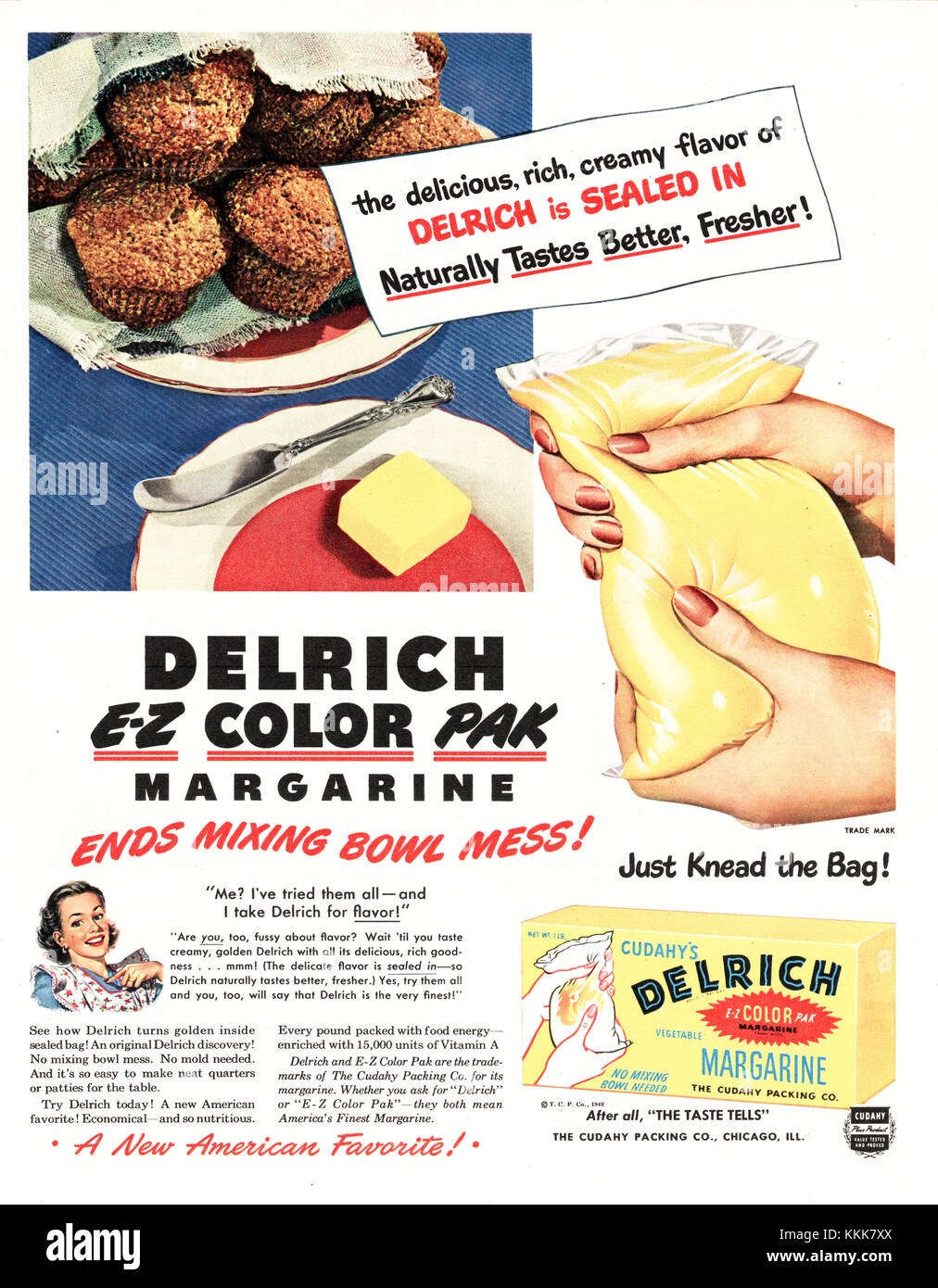 1948 US-Magazin Delrich Margarine Advert Stockfoto