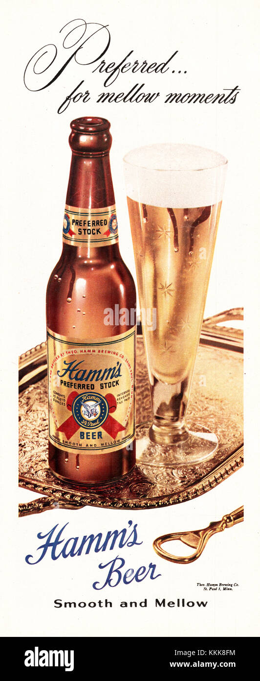 1948 US-Magazin Hamm's Beer Anzeige Stockfoto