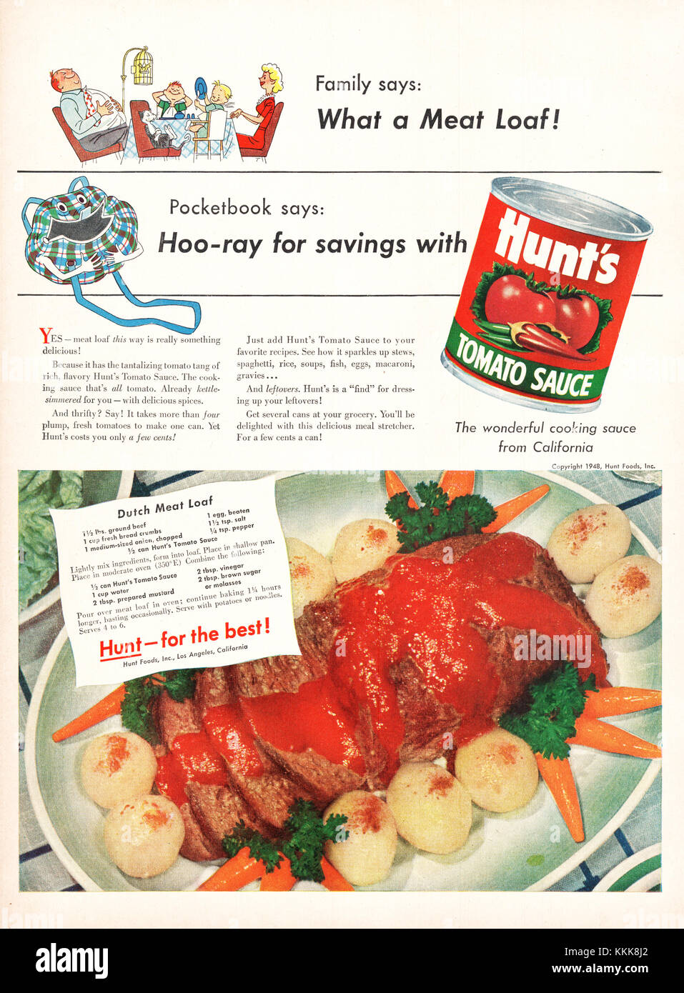 1948 US-Zeitschrift Jagd Tomatensauce Advert Stockfoto
