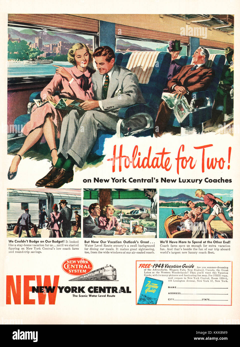 1948 US-Magazin New York Central Railway Advert Stockfoto