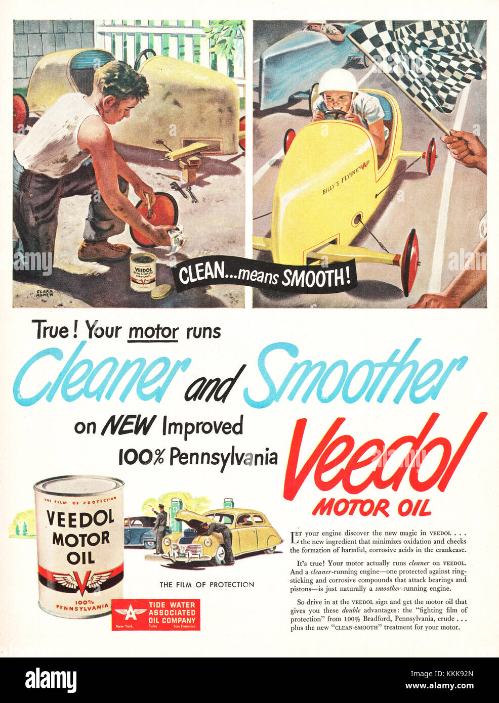 1947 US-Magazin Veedol Motor Öl Anzeige Stockfoto
