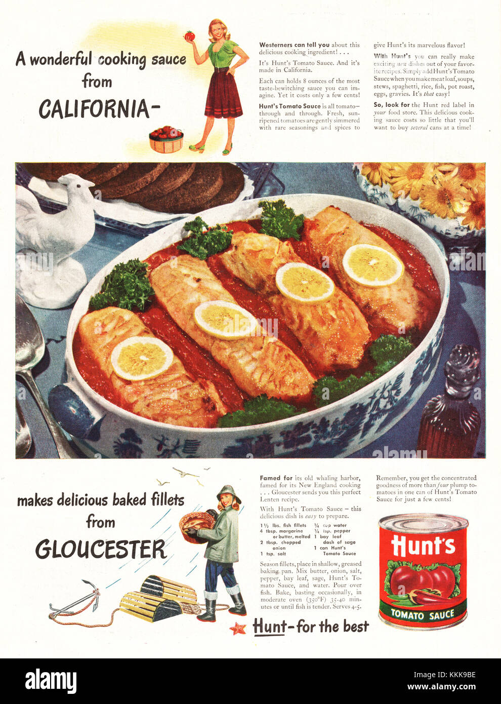 1947 US-Zeitschrift Jagd Tomatensauce Advert Stockfoto