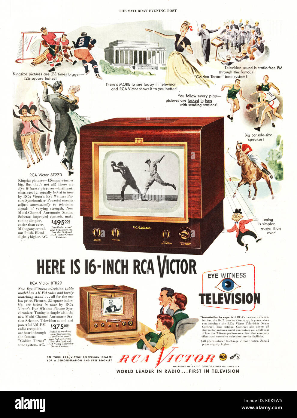 1949 US-Magazin RCA Victor Fernsehen Anzeige Stockfoto
