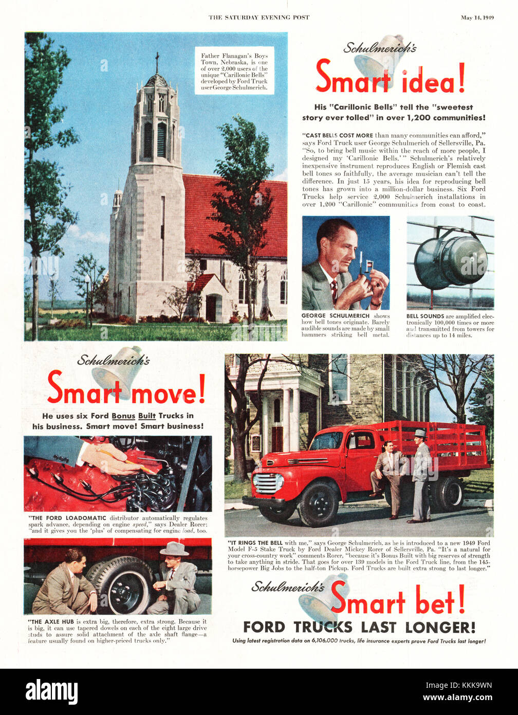 1949 US-Magazin Ford Nutzfahrzeuge Anzeige Stockfoto