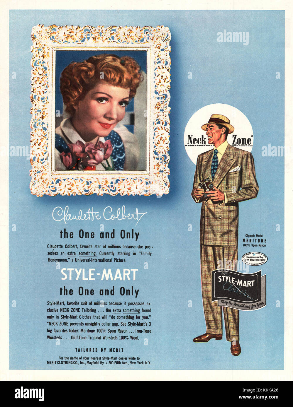 1949 US-Magazin Style-Mart Anzüge Advert Stockfoto