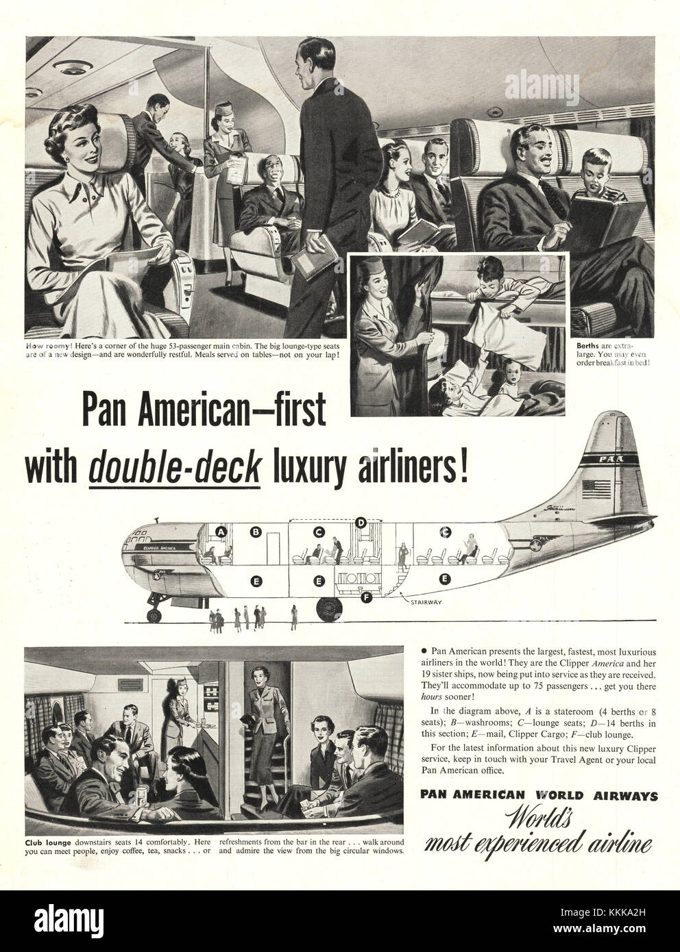 1949 US-Magazin Pan American World Airways Anzeige Stockfoto