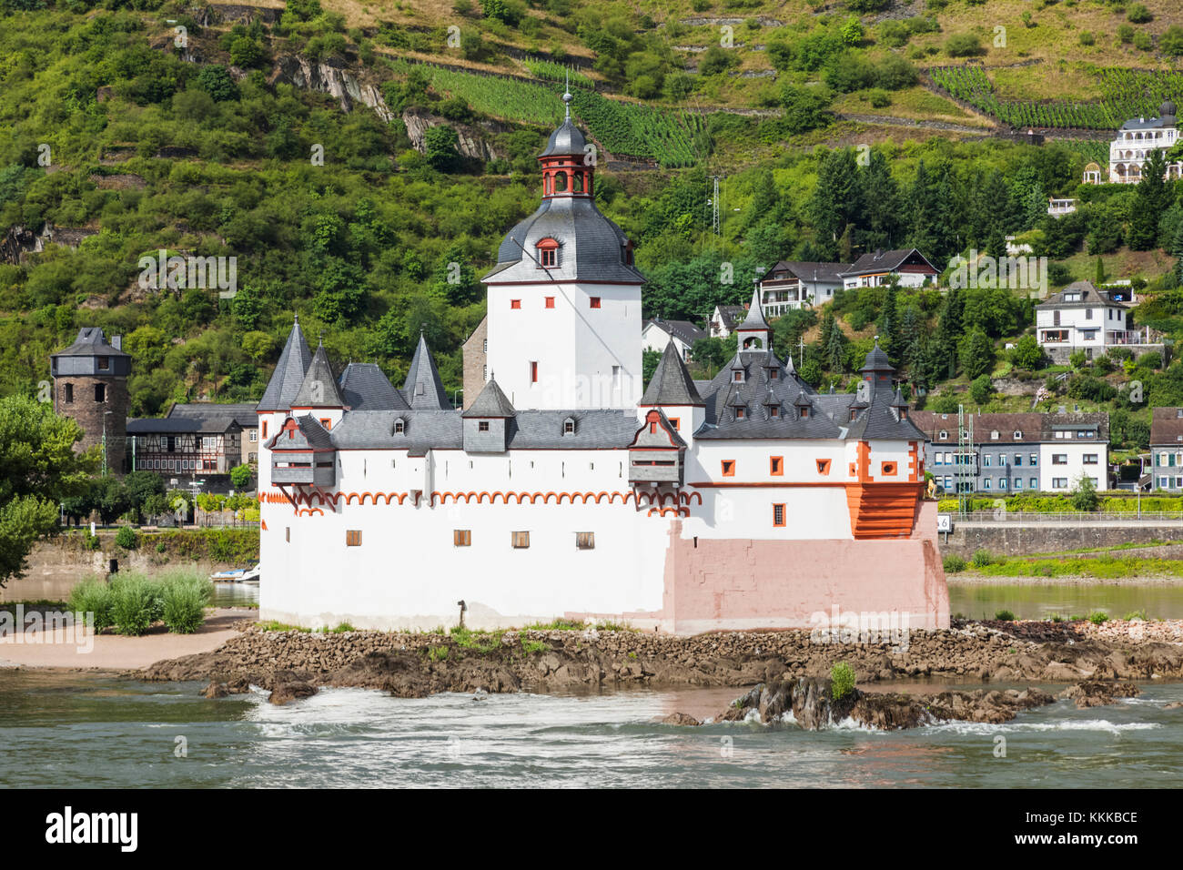 Deutschland, Rheinland-Pfalz, Rhein, Rhein, Kaub Burg Stockfoto