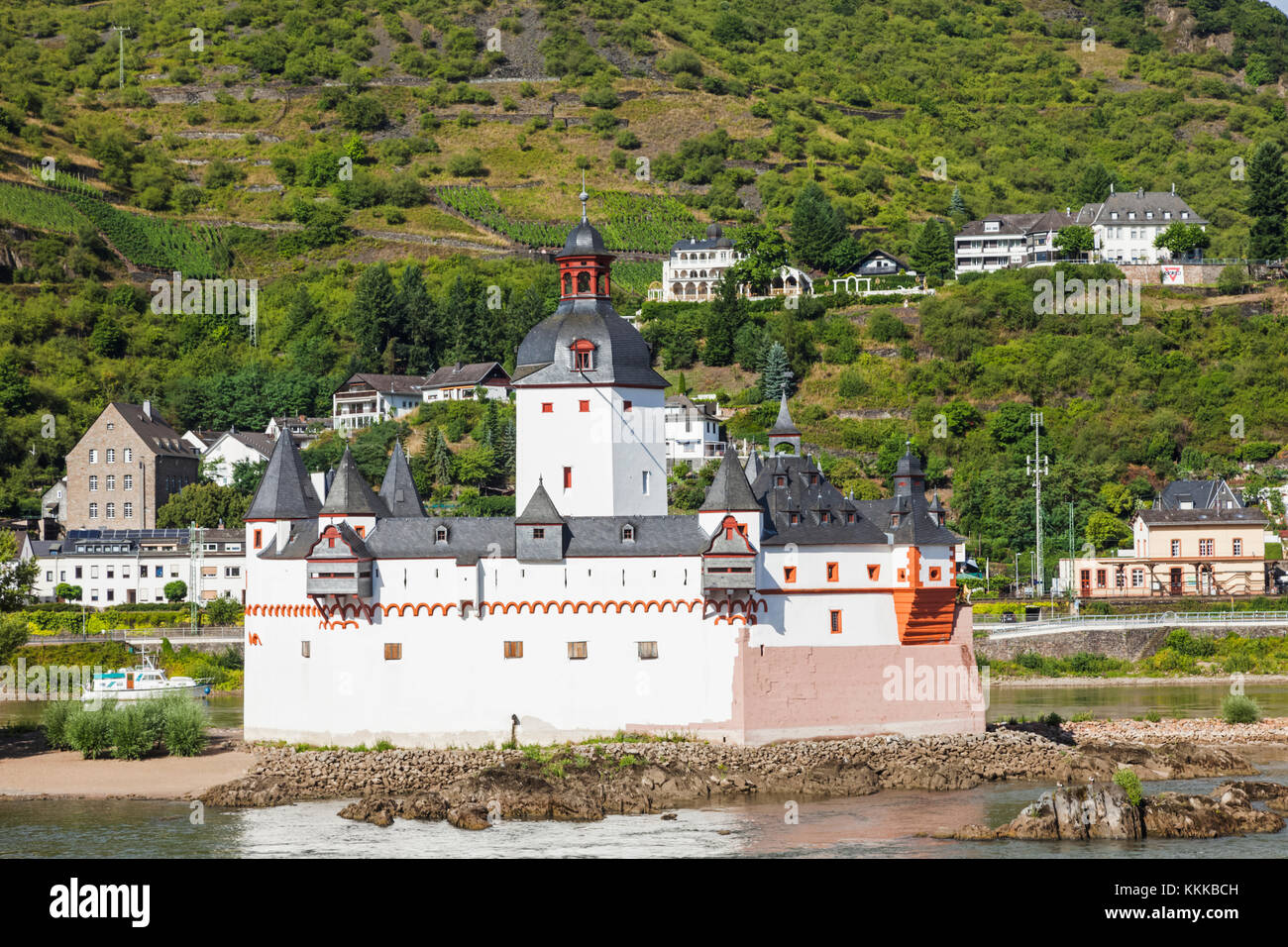 Deutschland, Rheinland-Pfalz, Rhein, Rhein, Kaub Burg Stockfoto