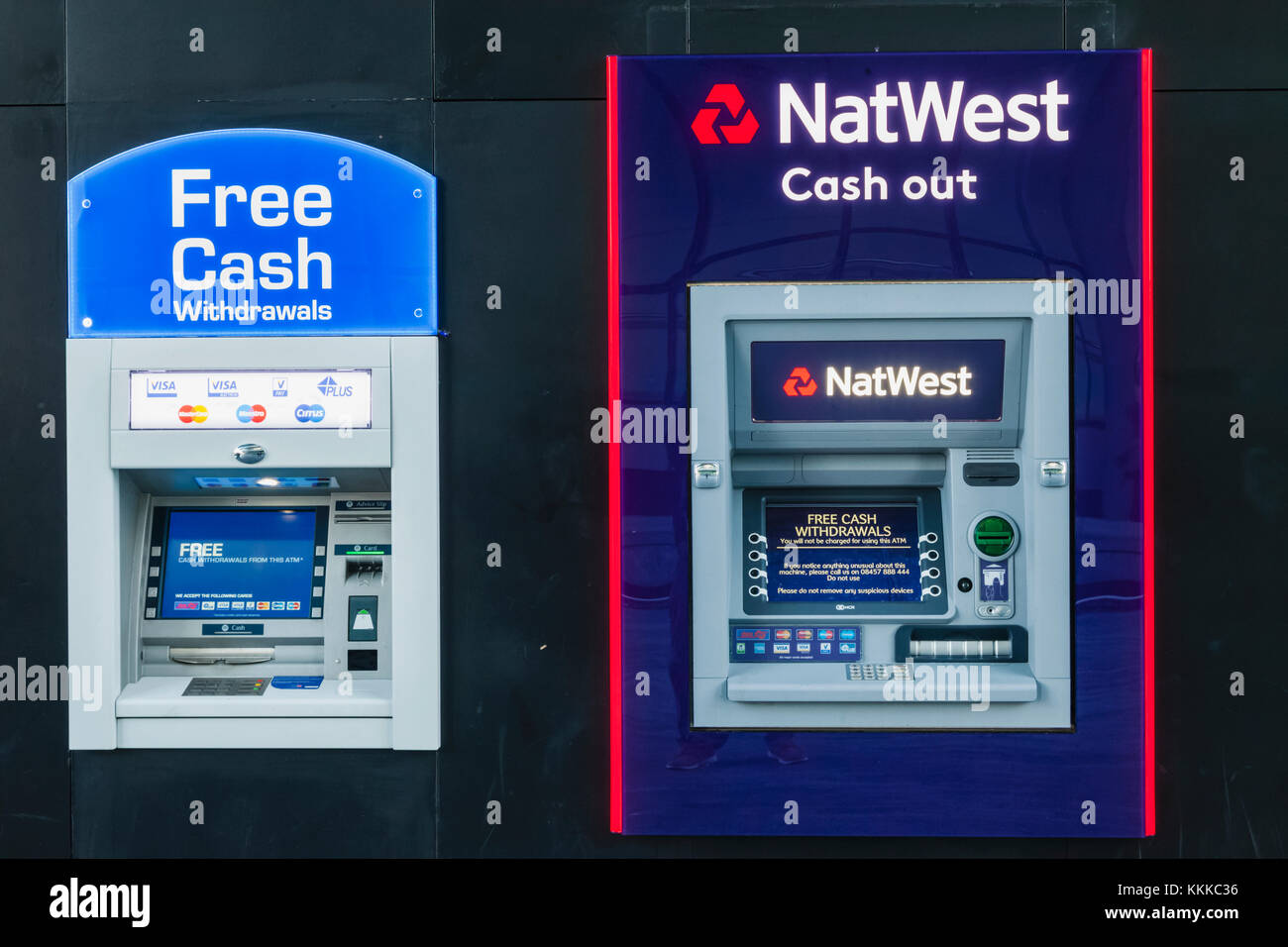 England, London, Cashpoint Maschinen Stockfoto