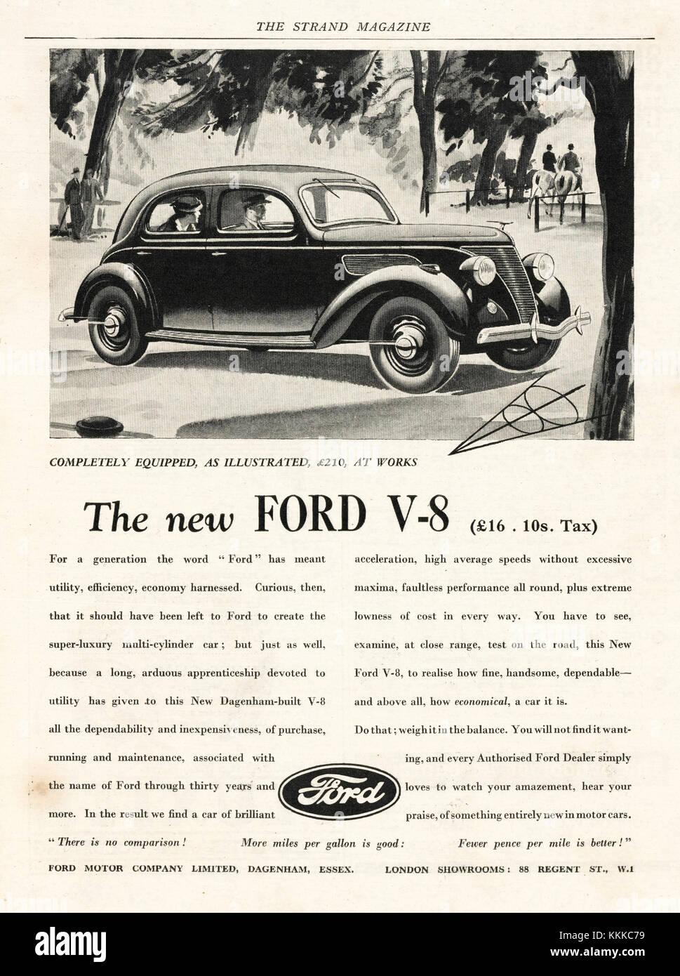 1936 UK Magazin Ford Auto Anzeige Stockfoto