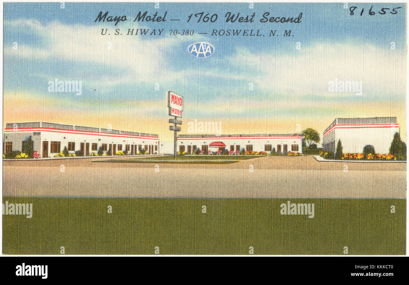 Maya Motel -- 1760 West Second, U.S. Hiway 70 -- 380 -- Roswell, N. M Stockfoto