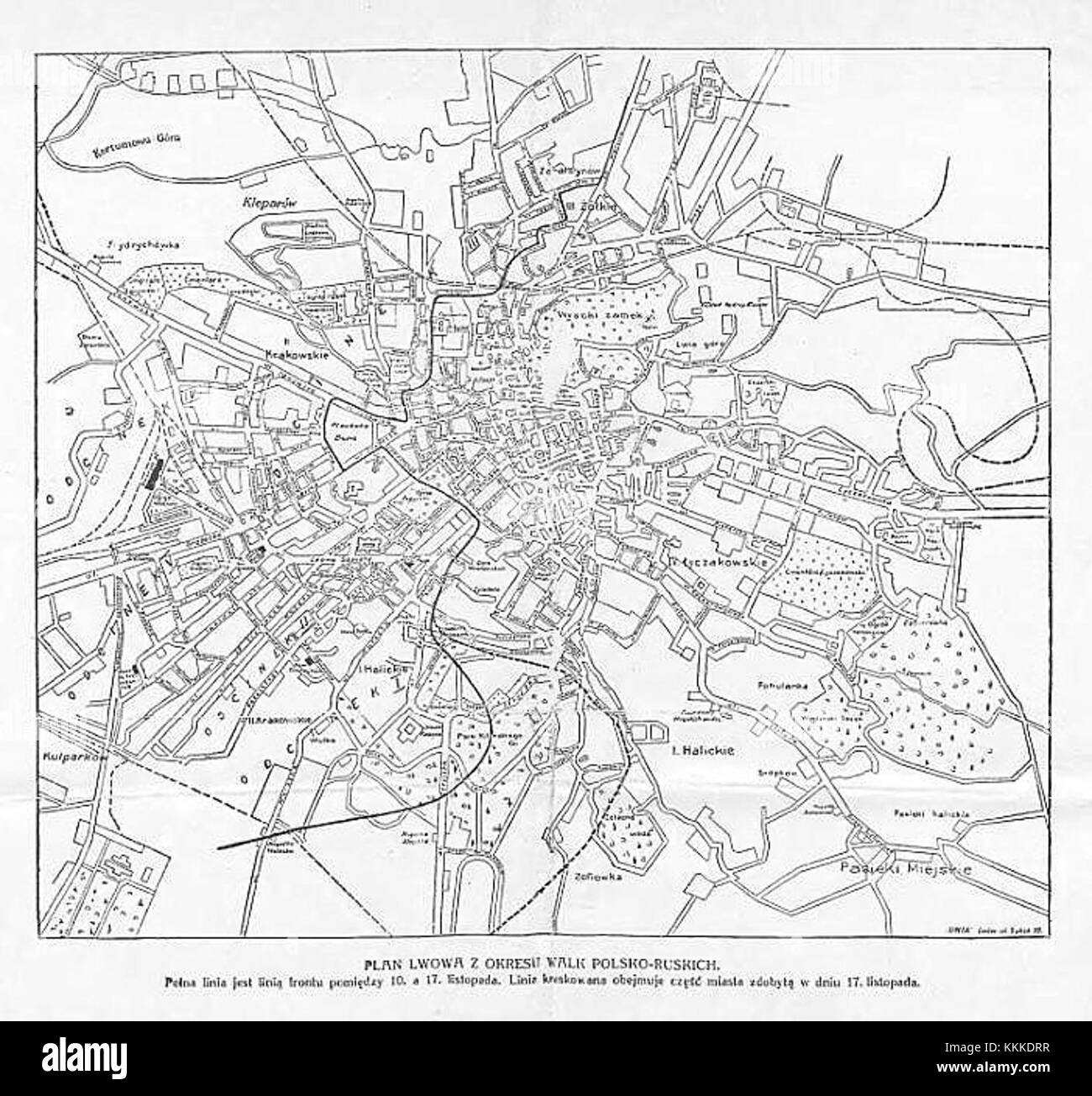 Karte von Lemberg während des polnisch-ukrainischen Krieges 10-21.11.1918 Stockfoto