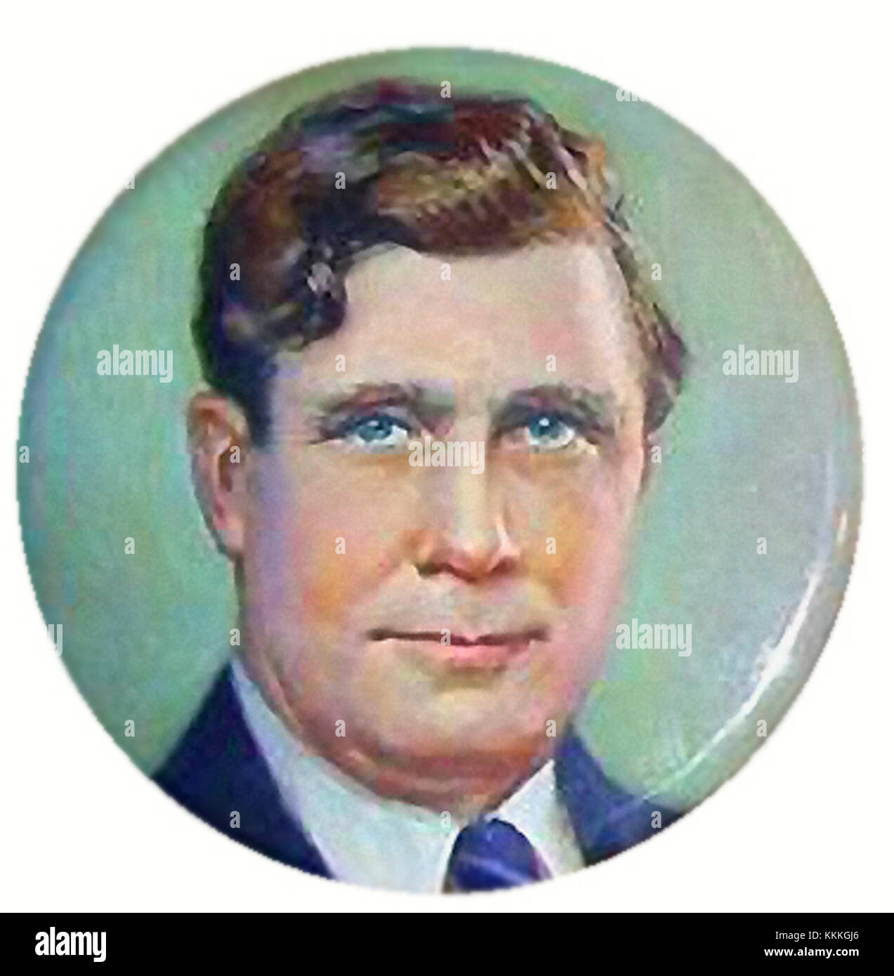 Der Wahlkampfknopf 1940 für Wendell Willkie, einen Kandidaten für den US-Präsidenten, repräsentiert das politische Klima dieser Ära. Willkie kandidierte bei den Wahlen 1940 gegen Franklin D. Roosevelt, wobei er wichtige politische Differenzen hervorhob. Stockfoto