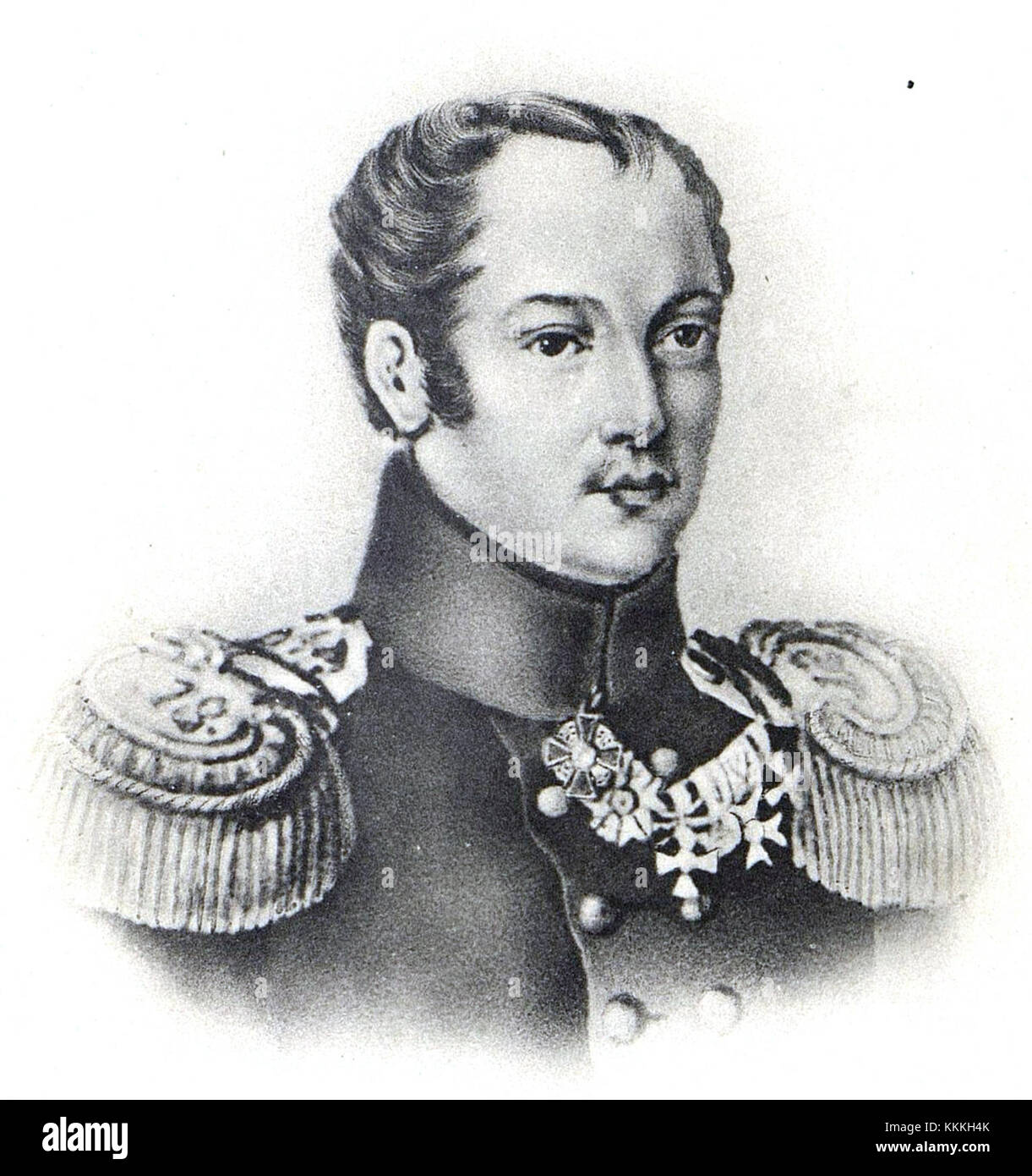 Pawel Iwanowitsch Pestel war eine russische politische Figur und ein Führer der Dekabristen-Bewegung, die Reformen anstrebte und die autokratische Herrschaft im Russland des 19. Jahrhunderts in Frage stellte. Seine Befürwortung verfassungsrechtlicher Änderungen führte zu seiner Verhaftung und Hinrichtung, was einen entscheidenden Moment in der russischen revolutionären Geschichte bedeutete. Stockfoto