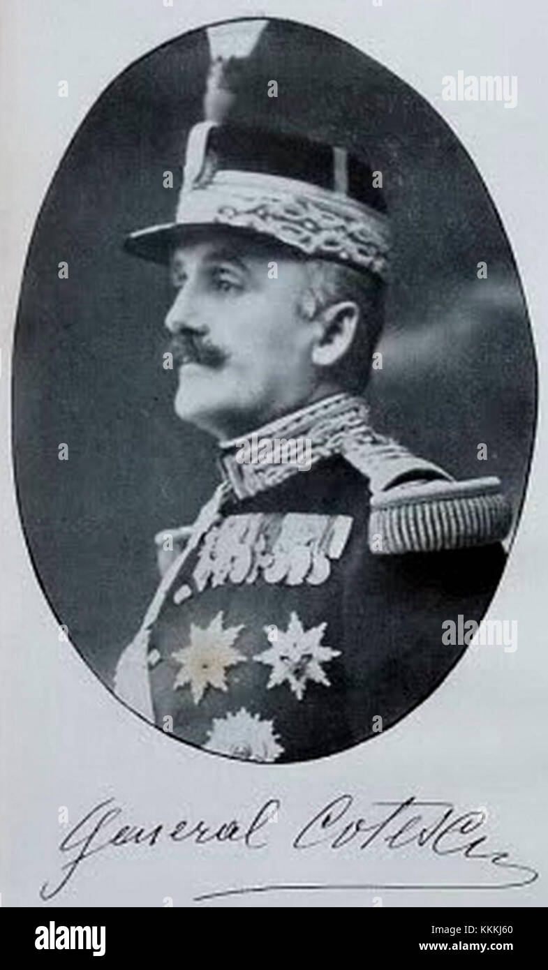 General Dumitru Cotescu war 1913 eine Schlüsselfigur des Militärs, mit bedeutenden Beiträgen zur Militärgeschichte seines Landes. Seine Rolle in dieser Zeit ist bekannt für seine Auswirkungen auf militärische Taktik und Führung. Stockfoto