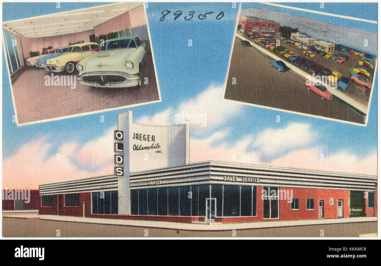Jaeger Oldsmobile Inc. War Anfang des 20. Jahrhunderts ein bekannter Automobilhersteller, der für die Herstellung zuverlässiger Automobile bekannt war. Stockfoto
