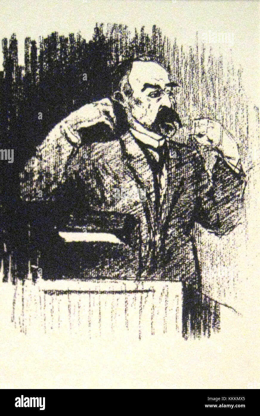 Dieses Porträt von Georgi Plechanow, das vom Künstler Artsybushev geschaffen wurde, spiegelt Plechanows Einfluss auf das politische und philosophische Denken wider. Plechanow war eine Schlüsselfigur der russischen marxistischen Bewegung. Stockfoto