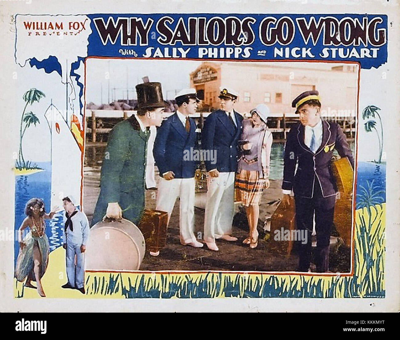Dies ist ein Vintage-Poster für den Film *Sailors Go Wrong* mit Wfy, einem zu seiner Zeit beliebten Comedy-Film. Stockfoto