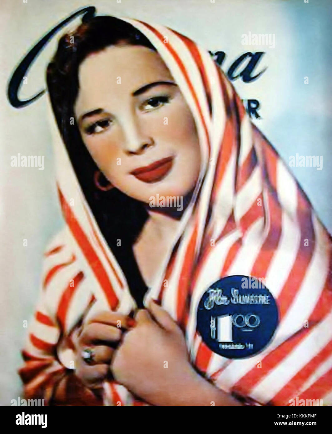Flor Silvestre, eine bekannte mexikanische Sängerin und Schauspielerin, prägte das Cover von Cinema Reporter und hob ihren Einfluss in der Unterhaltungsbranche und ihren Beitrag zur mexikanischen Kultur hervor. Stockfoto