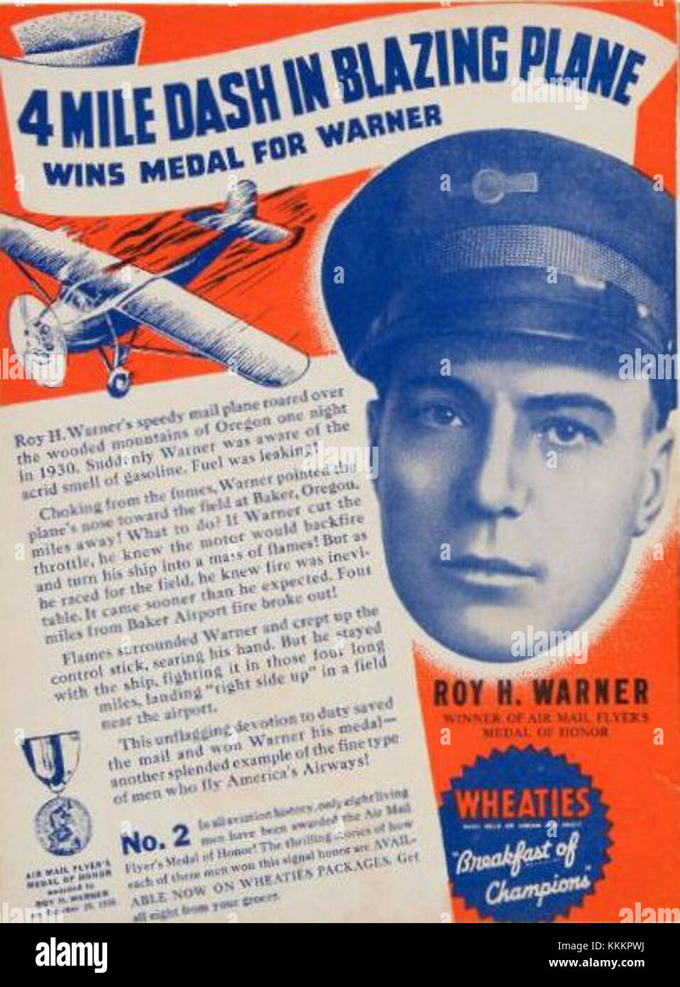 Dies ist ein Bild einer Wheaties Müslischachtel, ein Produkt, das für sein Marketing bekannt ist und häufig Sportler auf der Verpackung zeigt. Wheaties ist eine ikonische amerikanische Marke für Frühstücksgerichte. Stockfoto