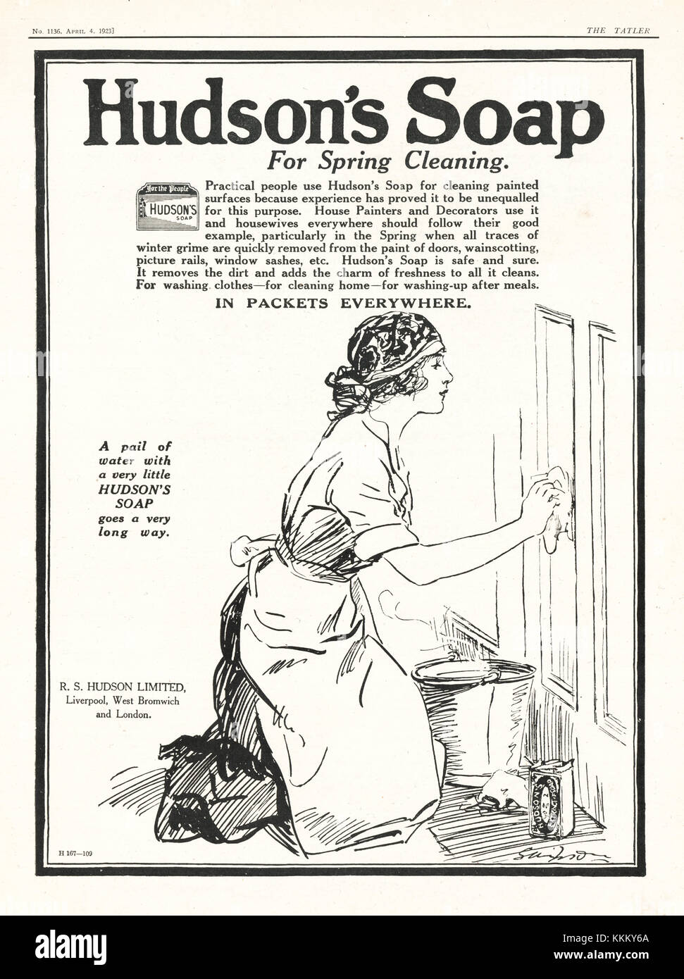 1928 Großbritannien, das die Zeitschrift Hudson Seife Advert Stockfoto