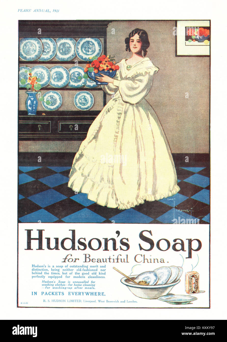 1921 Großbritannien, das die Zeitschrift Hudson Seife Advert Stockfoto