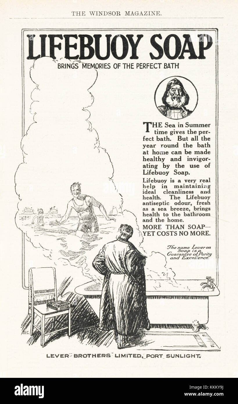 1921 UK Magazin Rettungsring Seife Advert Stockfoto