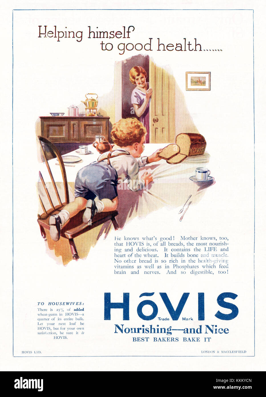 1927 UK Magazin Hovis Advert Stockfoto